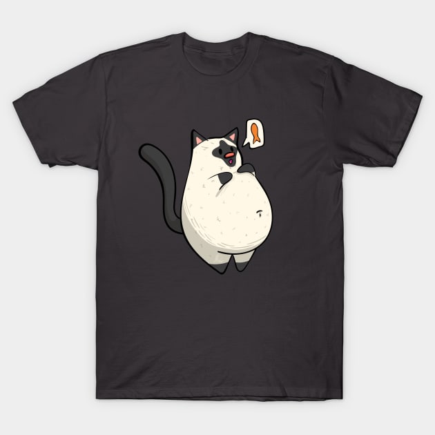 Siamese Chonky Cat T-Shirt by KPrimeArt